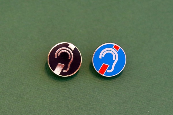 Image 2 of 'Pair of mini hearing loss / deaf pin badges'