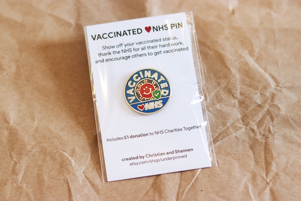 Image 3 of 'Vaccinated love NHS pin badge'