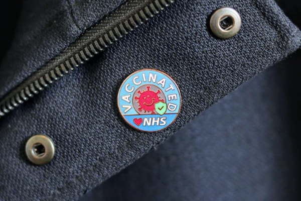 Image 4 of 'Vaccinated love NHS pin badge'